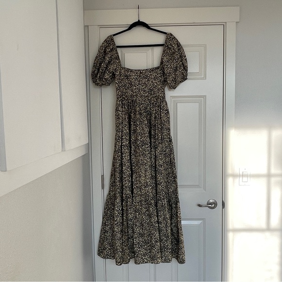 NWT Matteau Floral Print Shirred Bodice Peasant Dress - Picture 4 of 9